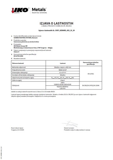 IZJAVA O LASTNOSTIH: Diamant