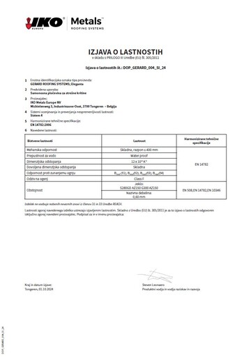 IZJAVA O LASTNOSTIH: Eleganta